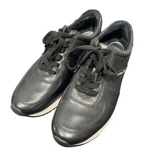 Michael Kors, sz‎ 10M Allie Trainer Leather Sneaker Black White Silver